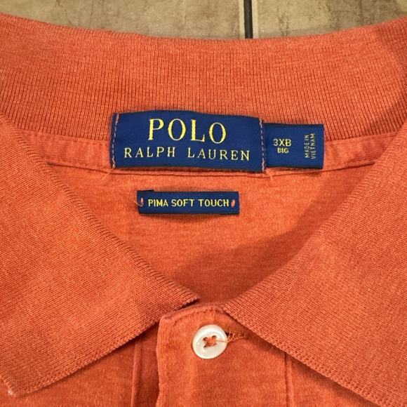 Polo Ralph Lauren Shirt Mens Sz 3XB Big & Tall Orange Flesh Pony Pima Soft Touch - Picture 4 of 7